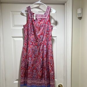 NWT Talbots Red and Purple Midi Dress size 12 petite